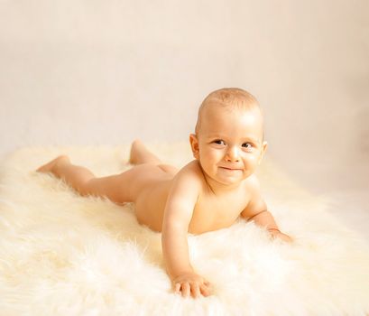 portrait of a happy caucasian adorable baby boy