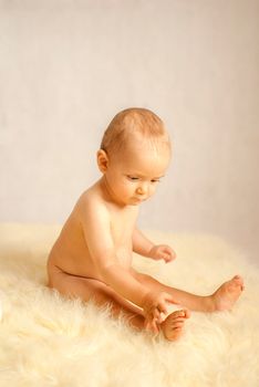 portrait of a happy caucasian adorable baby boy