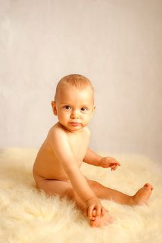 portrait of a happy caucasian adorable baby boy