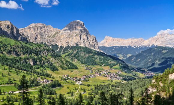 Panorama of Dolomiti Mountains and Badia Valley, Trentino Alto Adige, Italy