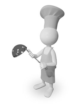 abstract illustration a cook with a ladle