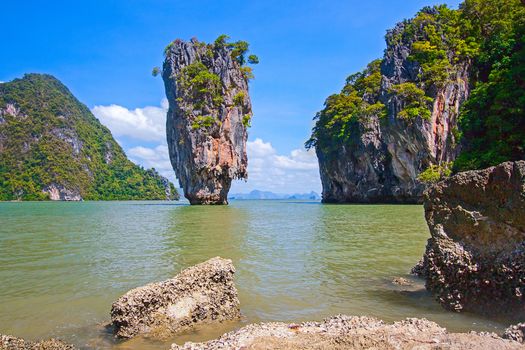 View of the James Bond Island, Thailand, tropical landscape.