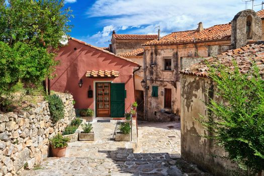 urban view in Marciana, ancient village in Elba island, Italy