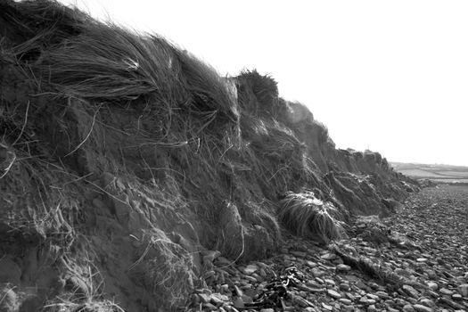 dunes that have suffered extreme coastal erosion damage due to big storm waves