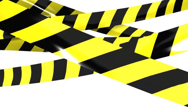 3D render of Barrier tape. Yellow and black colors.
