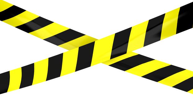 3D render of Barrier tape. Yellow and black colors.