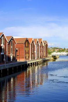 The sund kanal in Hudiksvall with the Fisherman houses