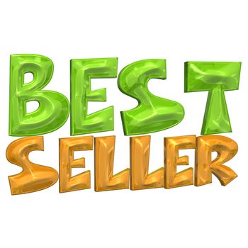 Glossy gold three-dimensional inscription Best seller as a sign.