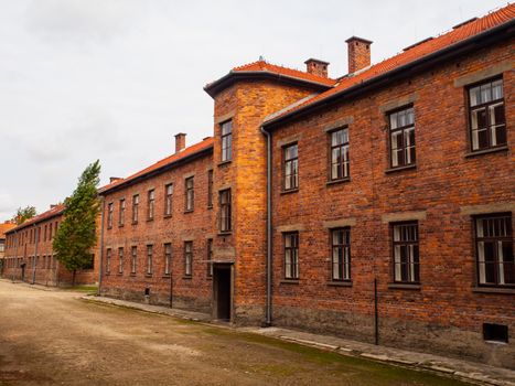 Brick building Auschwitz (Oswiecim) concentration camp (Poland)