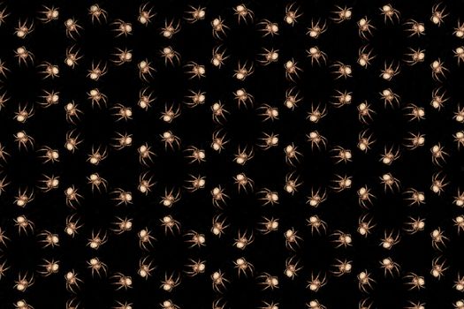 Symmetrical Vector image of a spider of a light brown color on a black background