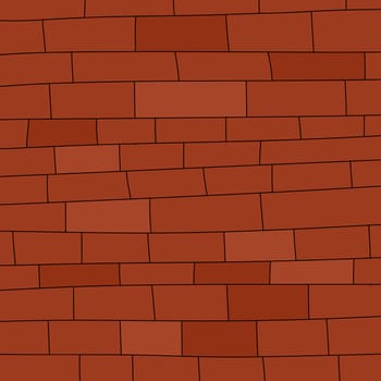 Blank red brick wall hand drawn cartoon background