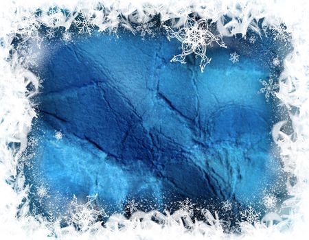 Winter background with snowflakes. Frame for seasonal celebrations like Christmas, or winter holidays