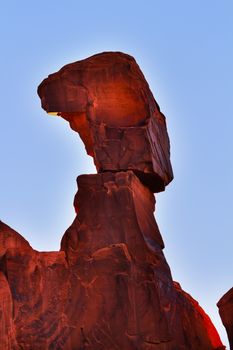 Queen Nefertiti Rock Park Avenue Section Arches National Park Moab Utah USA Southwest. Classic sandstone hoodoo and famous landmark in Arches National Park.