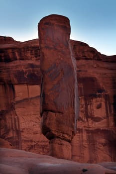 Sausage Rock Blue Plane Trail Rock Park Avenue Section Arches National Park Moab Utah USA Southwest. Classic sandstone hoodoo and famous landmark in Arches National Park.