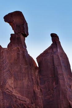 Queen Nefertiti Rock Park Avenue Section Arches National Park Moab Utah USA Southwest. Classic sandstone hoodoo and famous landmark in Arches National Park.