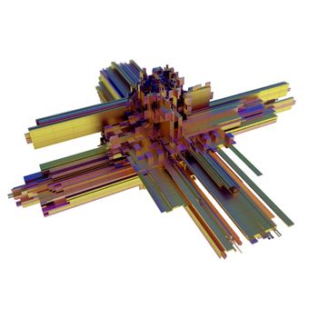 abstract metal geometric shape with assorted fragments