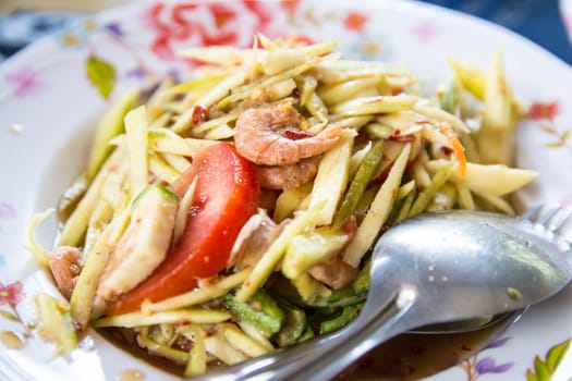 Som Tum, Thai papaya salad. Traditional Thai food. Spicy food