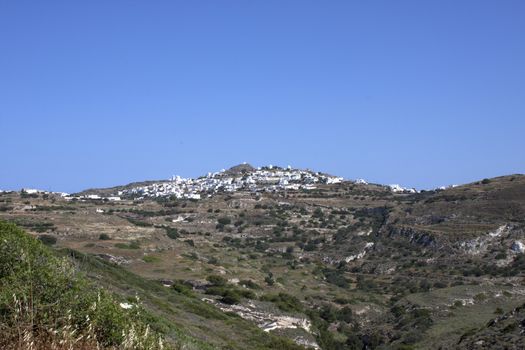 Typical Cycladic town on a hill, Milos, Greece