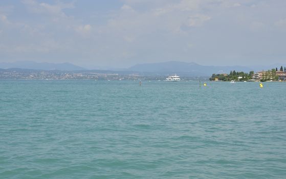 The lake Garda seen from the south of the lake in Italy.