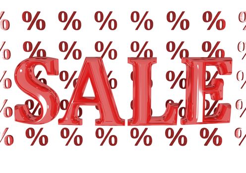 Glossy three-dimensional inscription Sale as a sign.