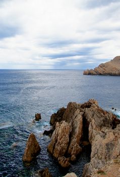 Beauty Mediterranean Landscape in Cloudy Day Outdoors on Coast of  Menorca, Balearic Islands
