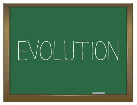 Illustration depicting a green chalkboard with an evolution concept.