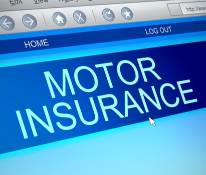 Illustration depicting a computer screen capture with a motor insurance concept.