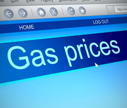 Illustration depicting a computer screen capture with a gas prices concept.