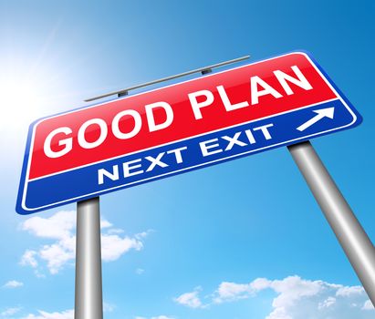 Illustration depicting a road sign with a good plan concept.