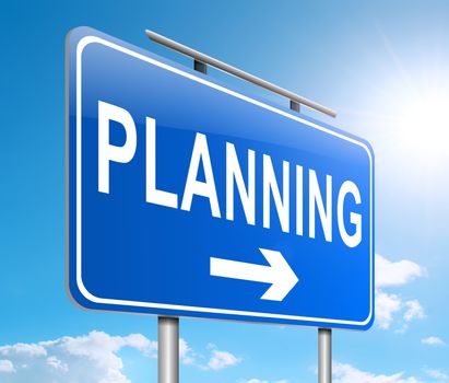 Illustration depicting a road sign with a planning concept.