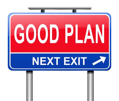 Illustration depicting a road sign with a good plan concept.