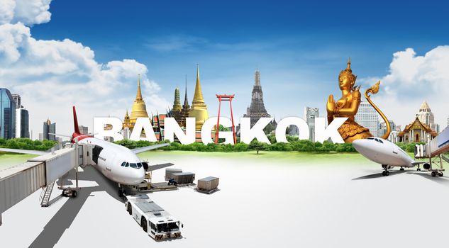 travel thailand by airplane, concept