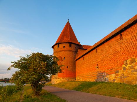Two fortification towers at Nogat River in Malbork (Pomerania, Poland)