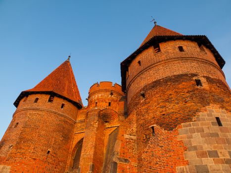 Two fortification towers at Nogat River in Malbork (Pomerania, Poland)