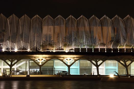 Photo shows Valencia city at night and its various surroundings.