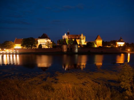 Malbork Castle in northern Poland by night