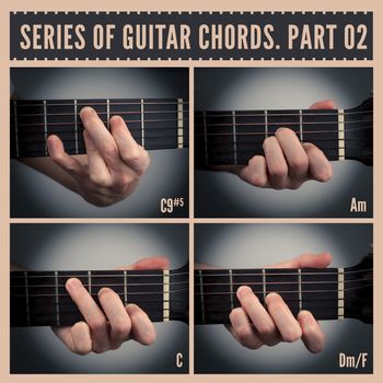 A series of guitar chords with symbols. Part 02