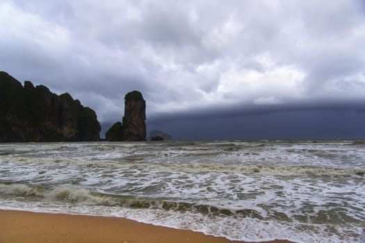 Storm Front in Coast. Krabi Province Thailand