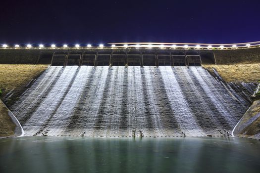 Dam at night in Hong Kong