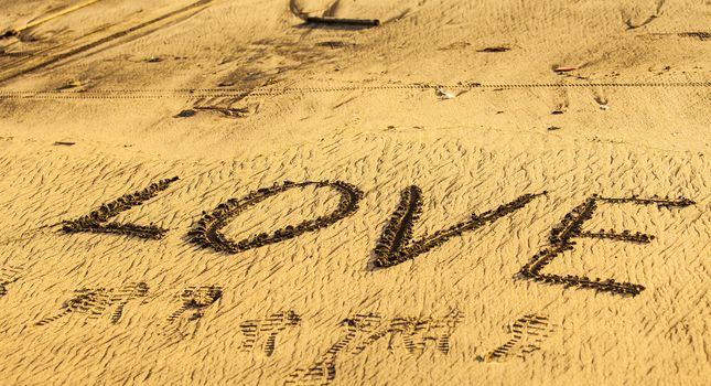 Love message on sand