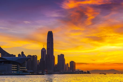 Hong Kong harbor sunset