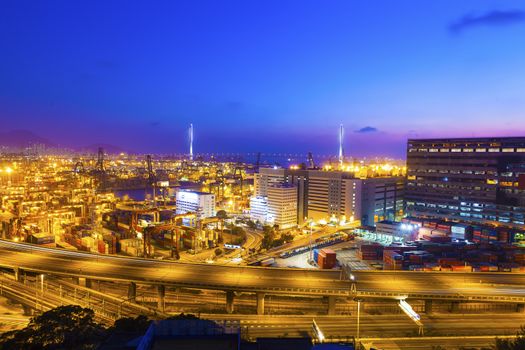 Cargo terminal at night