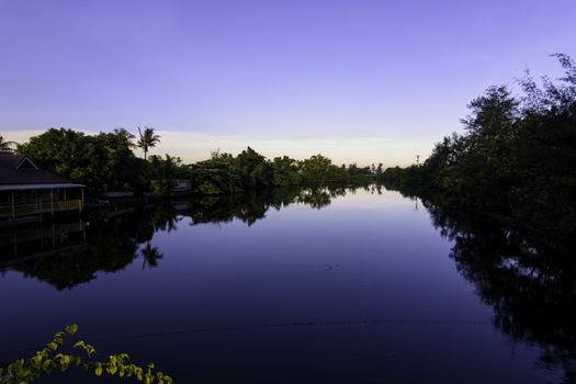 Countryside sunrise river, shot in a remote area, Philippines