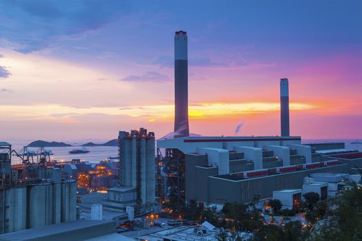 Power plant at dusk