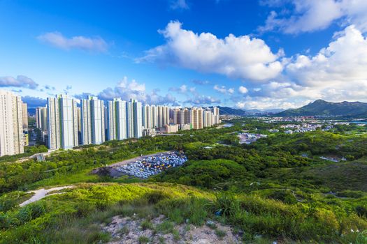 Tin Shui Wai district in Hong Kong at day