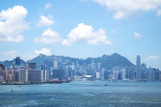 Hong Kong view along Victoria Harbor