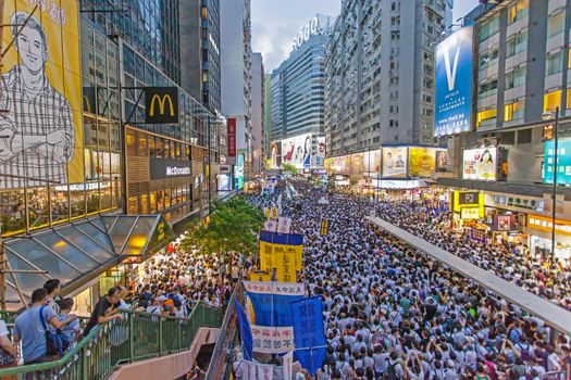 HONG KONG - JULY 1: Hong Kong people seek greater democracy as frustration grows over the influence of Beijing on July 1, 2014 in Hong Kong. Organizers of the protest claimed a turnout of 510,000 people.