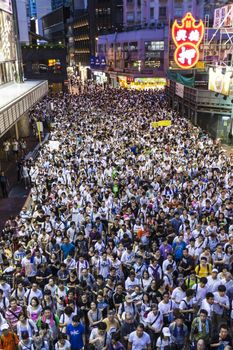 HONG KONG - JULY 1: Hong Kong people seek greater democracy as frustration grows over the influence of Beijing on July 1, 2014 in Hong Kong. Organizers of the protest claimed a turnout of 510,000 people.