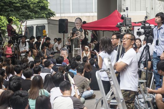 HONG KONG - JUNE 20: Protesters gathered outside the government headquarters on June 20, 2014 in Hong Kong. The Finance Committee is vetting a funding request about northeast New Territories.