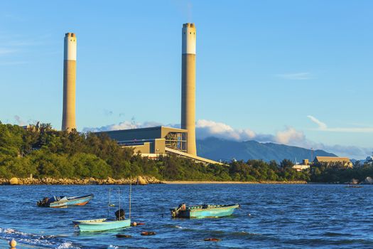 Power plant along coast